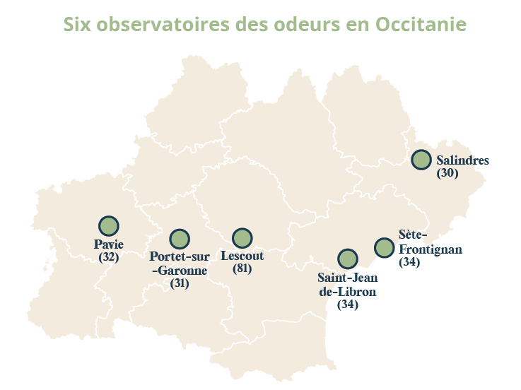 carte observaoire des odeurs en Occitanie 