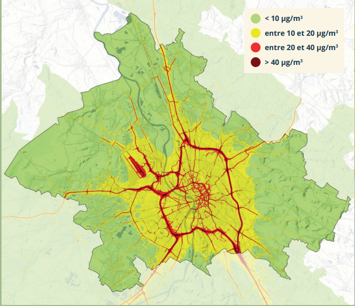 Carte impact sanitaire - NO2 - Toulouse métropole